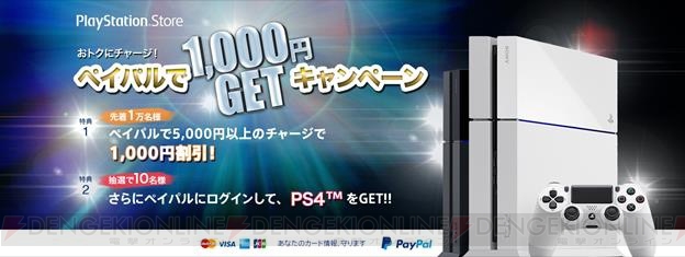 PS Storeでペイパル支払いができるように。1,000円割引やPS4が当たるキャンペーンが実施中