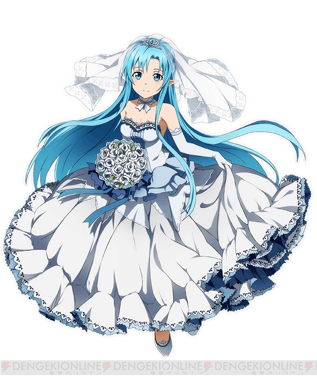 Safebooru 1girl Asuna Sao Alo Blue Eyes Blue Hair Bouquet Breasts Cleavage Collarbone Diadem 