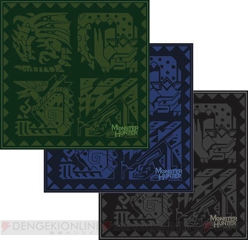 『モンハン』紋章やモンスターをデザインしたタオルハンカチとマイクロファイバーハンカチが発売