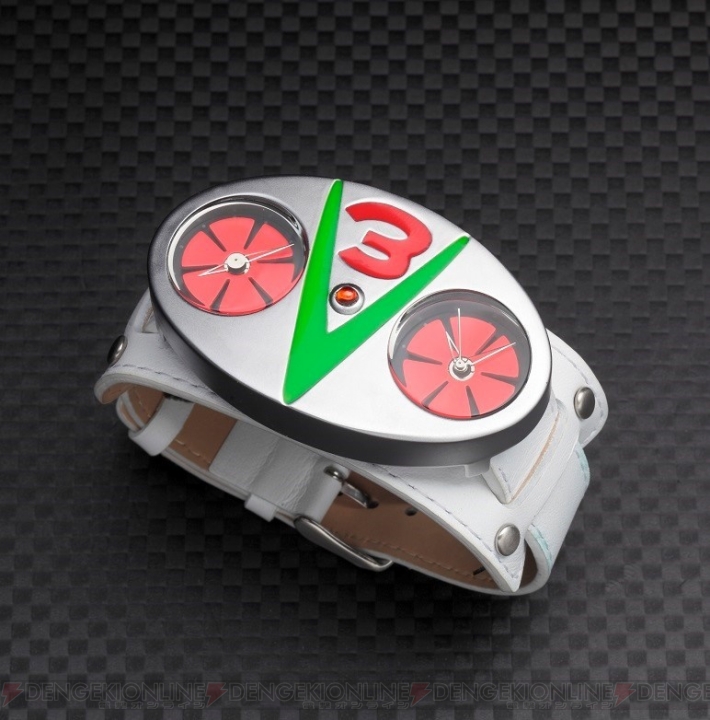 『仮面ライダーV3』ダブルタイフーンの腕時計が登場。腕を傾けると回転するデザイン