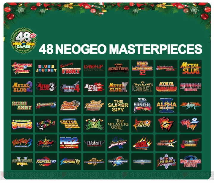 『NEOGEO mini クリスマス限定版』が近日登場。初収録作を含む48タイトルをプレイできる