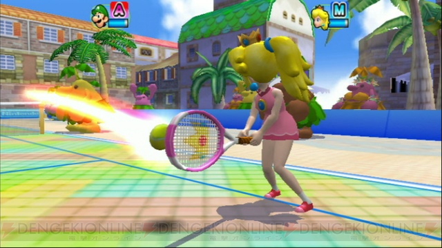Wiiリモコンをラケットに見立ててプレイ！ 『Wiiであそぶ マリオテニスGC』