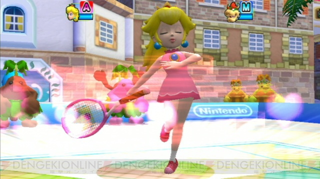 Wiiリモコンをラケットに見立ててプレイ Wiiであそぶ マリオテニスgc 電撃オンライン