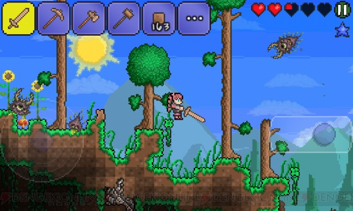 レビュー 攻略 テラリア Ios版配信開始 コンシューマやpcで人気を博した2dドット横スクロールアクション 電撃おすすめアプリ 第151回 電撃オンライン レビュー 攻略 テラリア Ios版配信開始 コンシューマやpcで人気を博した2dドット横スクロールアクション 電撃おすすめアプリ 第151回 電撃オンライン