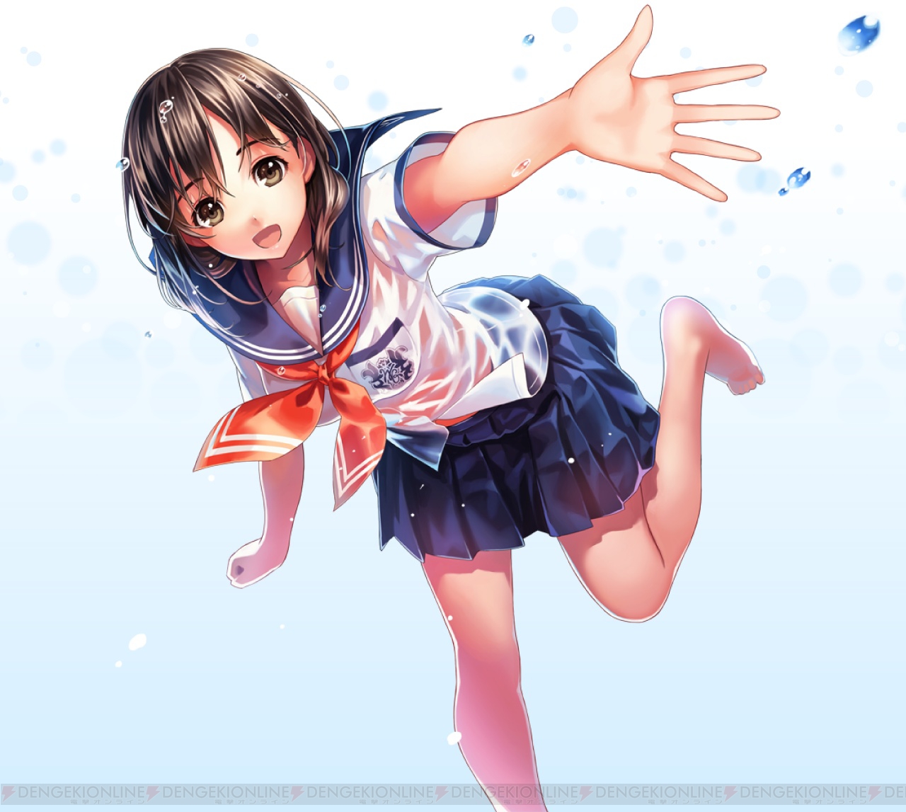 美少女濡れ透けSTG『ウォーターガール』の事前登録開始。水がかかって