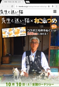 『ねこあつめ』に『先生と迷い猫』の薄三毛猫ミイさん登場。特製手ぬぐいプレゼントも