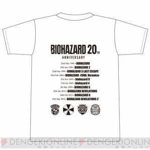 『BIOHAZARD 20th ANNIVERSARY T-Shirt（WHITE/BLACK）』