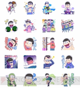 6つ子が浴衣や水着など夏衣装に。『おそ松さん』夏イラストもあるスタンプ第3弾が配信