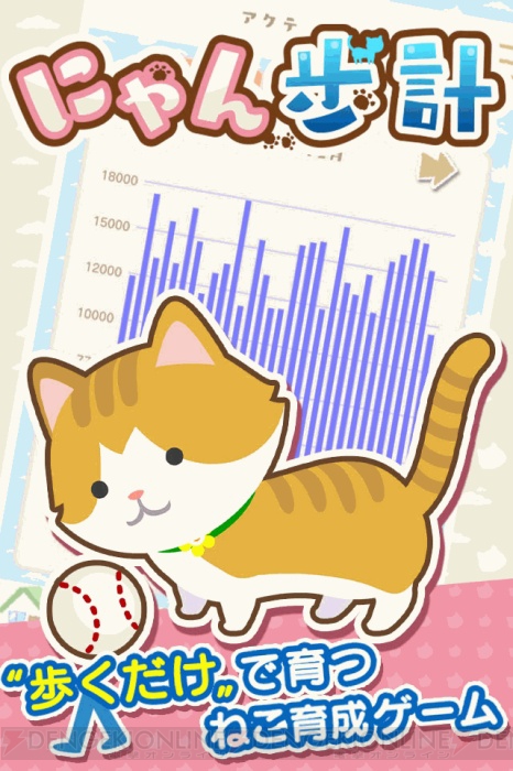 歩数計付きのねこ育成アプリ『にゃん歩計』登場。位置情報ゲームとしての遊びも搭載