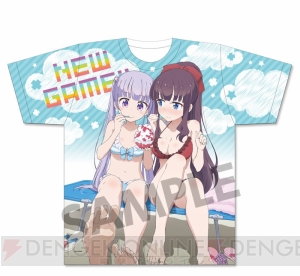 『NEW GAME!!』水着姿の青葉とひふみが描かれたフルグラフィックTシャツとバスタオルが登場