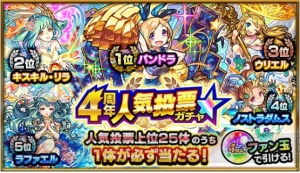 『モンスト』星6が確定で当たる“4周年人気投票ガチャ”のラインナップが発表