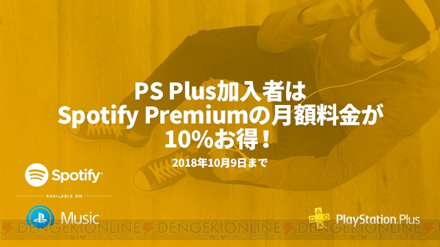 PS Plusに加入していると“Spotify Premium”の月額料金が10％オフになるキャンペーンが実施