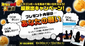 『ドラゴンボール超』のリアル脱出ゲームが8月30日より開催。抽選で願いが1つ叶うキャンペーン実施