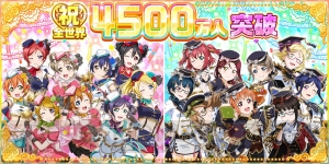 『スクフェス』ユーザー数4,500万人突破を記念したステップアップ勧誘や特別ログインボーナスが開催