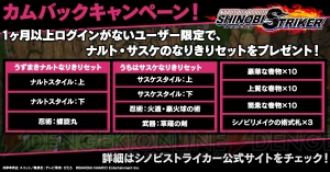 『シノビストライカー』新ルール“サバイバル演習”が正式実装。師匠キャラ“うちはオビト”配信開始