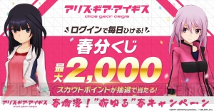 『アリスギア』最大2,000スカウトポイントが当たる“春分くじ”が実施中