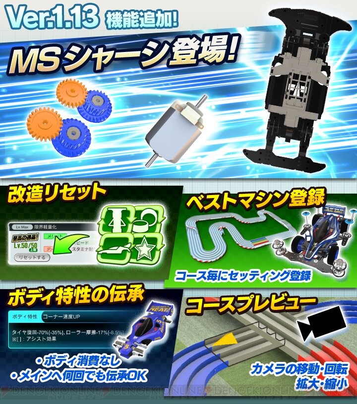 アプリ『ミニ四駆』Ver.1.13アップデートでついに“MSシャーシ”登場