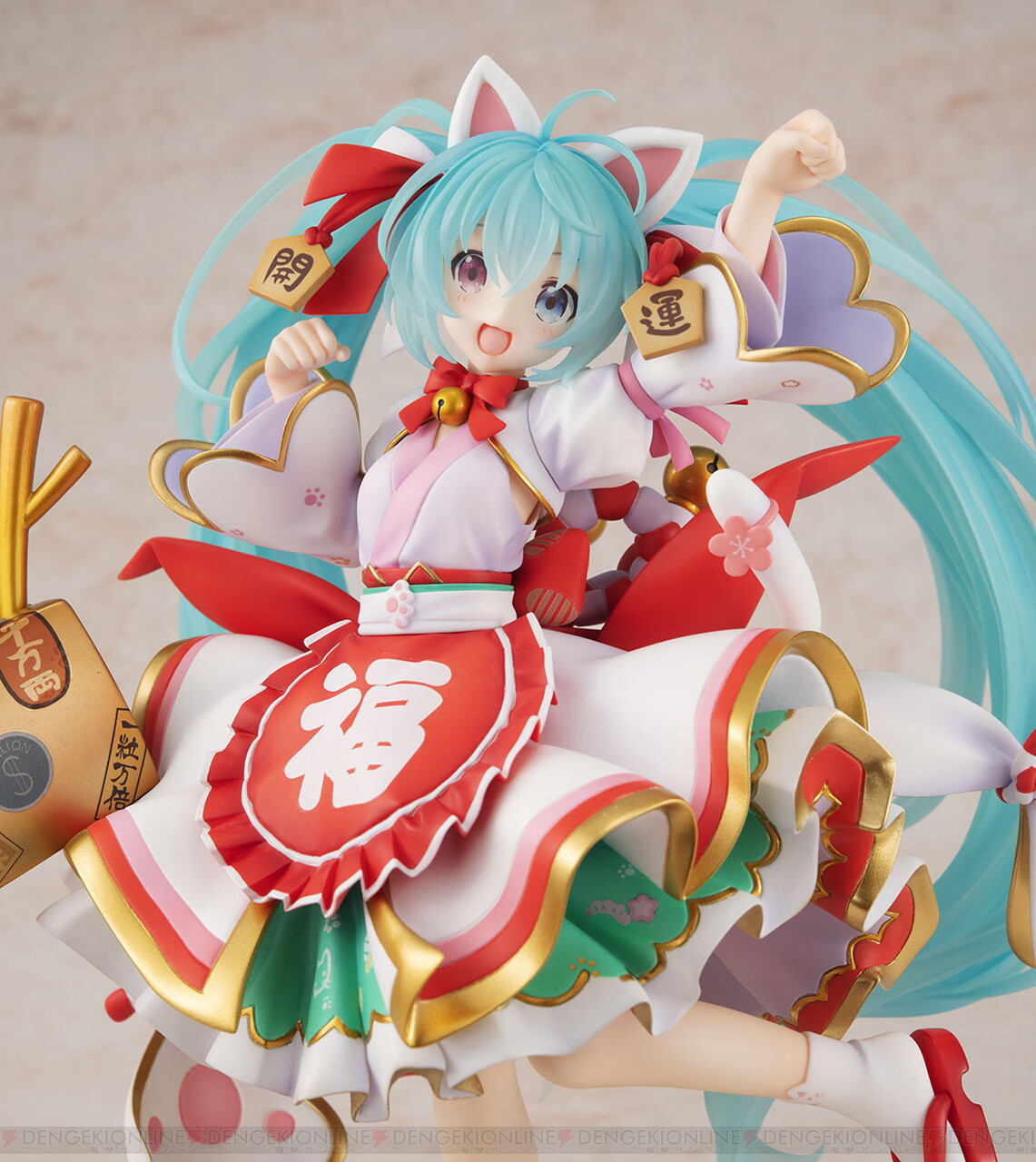 初音ミク】可愛く福を呼び込む“招きミク”がフィギュアに。千両箱