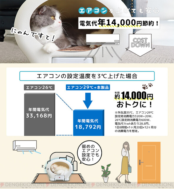 涼しいニャン】お留守番ペットも快適な冷温ヒーター付き犬猫ハウスが